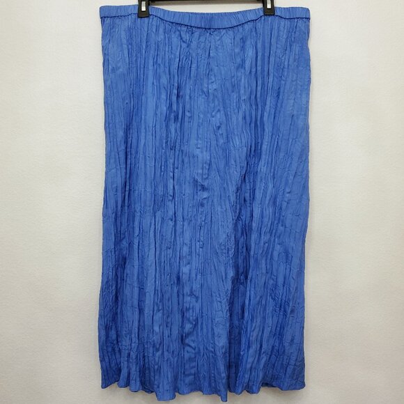 Eileen Fisher Crushed Silk Ultramarine Flared Skirt NWT - Picture 3 of 16